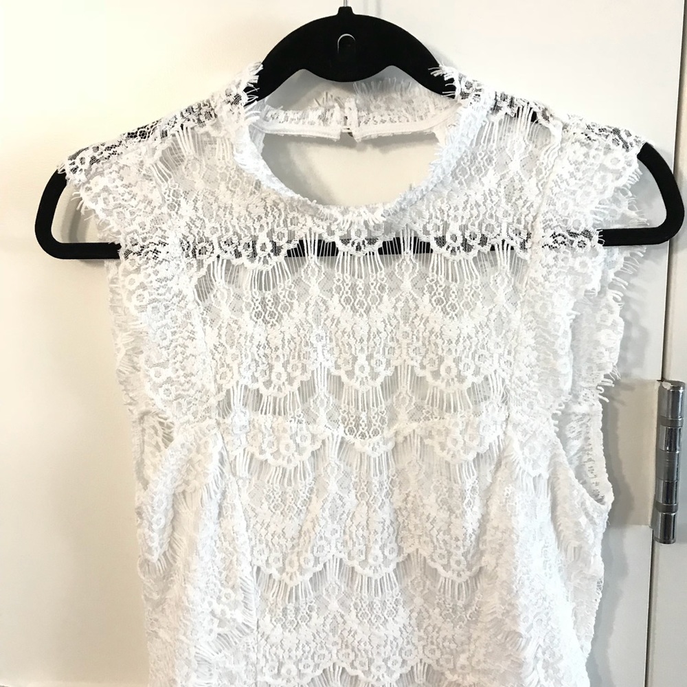 NWT Free People Daydream Lace Mini Dress in White - Picture 6 of 8